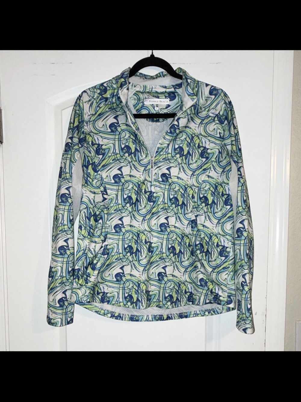 Pebble Beach Women’s Long-Sleeve Printed Pullover - Blue & Green